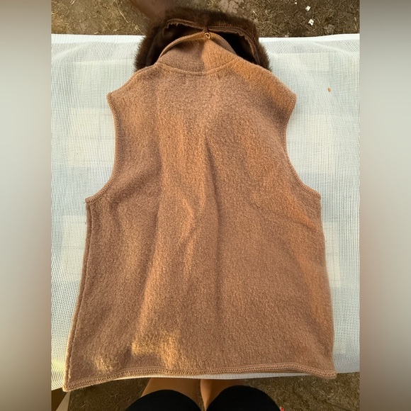 WOMENS Lisa International Tan Boiled Wool Vest Medium - Picture 6 of 7